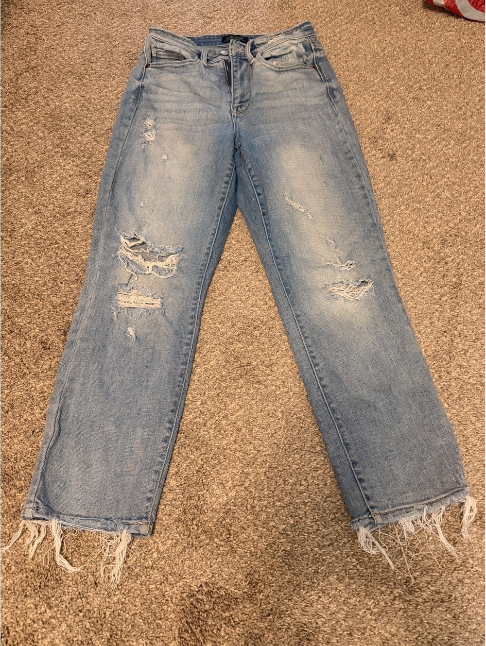 Judy Blue Light Wash Distressed Raw Hem Jeans Size 3/26